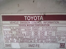 2010 TOYOTA HIGHLANDER, WHITE, HYBRID, 3.3L, AT AWD.  Z25200